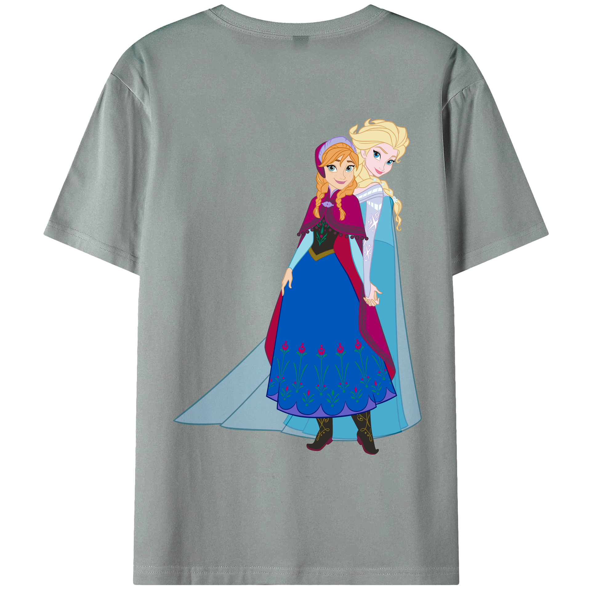 （画像用） アナと雪の女王 アンナ エルサ Frozen Anna Elsa 綿100％ メンズ半袖Tシャツ（バックプリント） 通気性